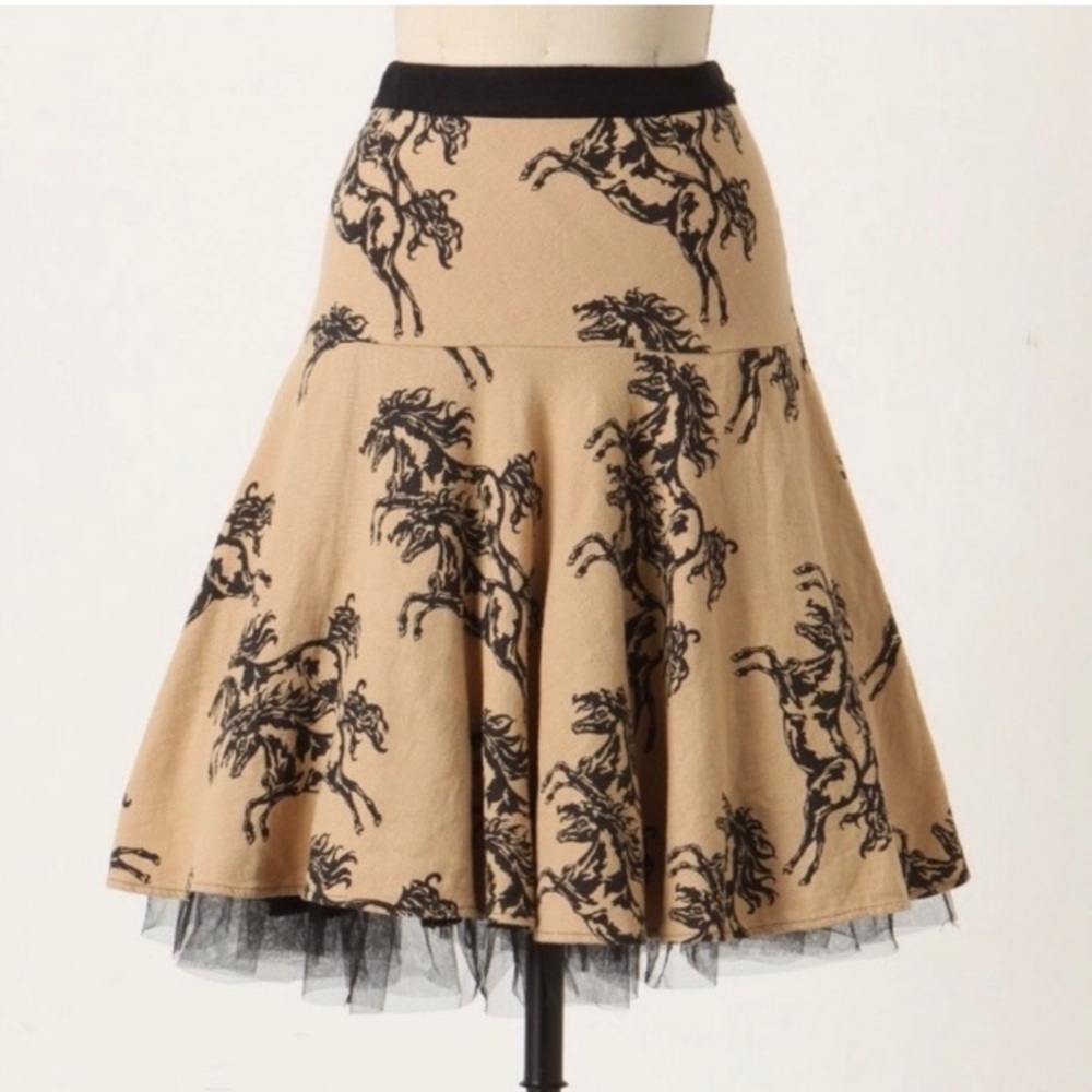 Anthropologie Odille Horse Flare Tulle Skirt